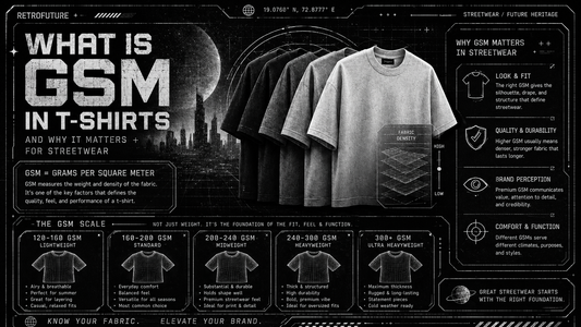 Heavyweight cotton t-shirt fabric showing GSM weight for streetwear quality