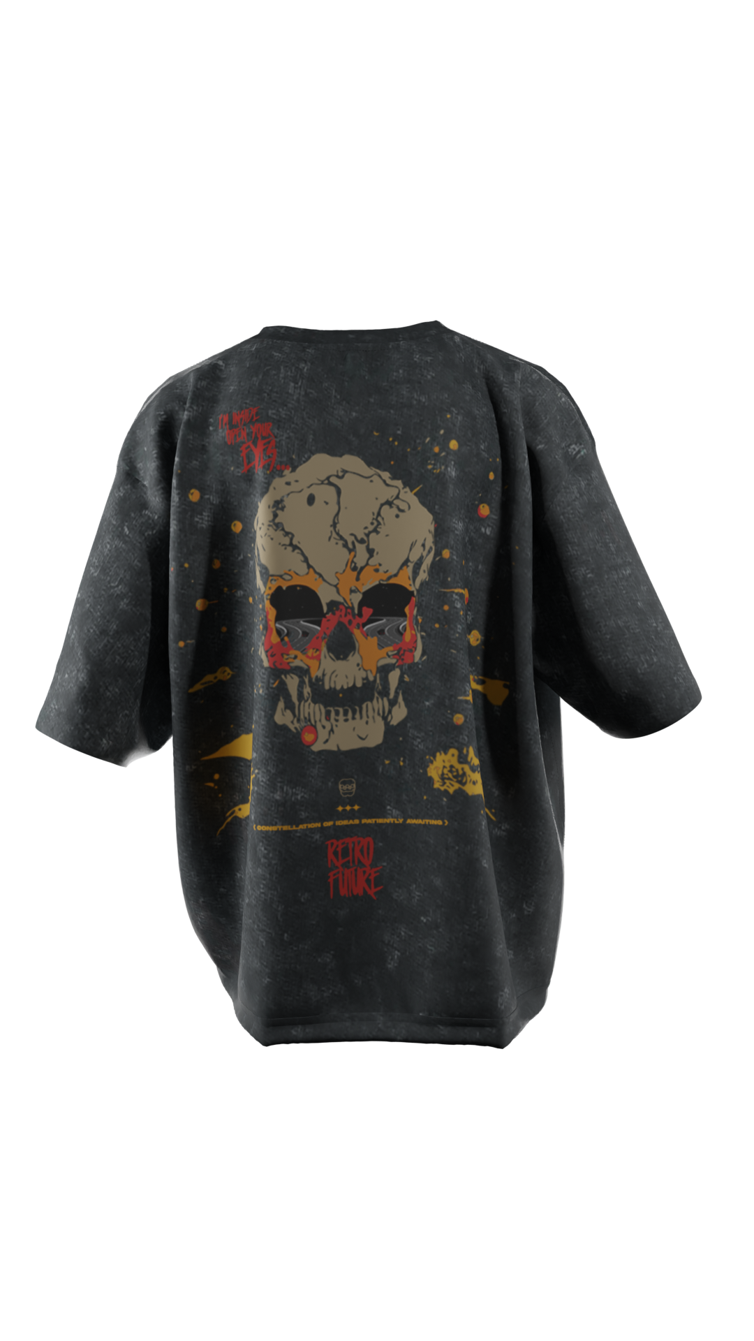 Time Travel Skull  - Washed Effect Oversized T-Shirt