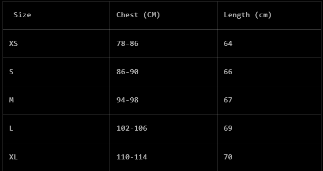 Broken - Oversized Shirt size chart