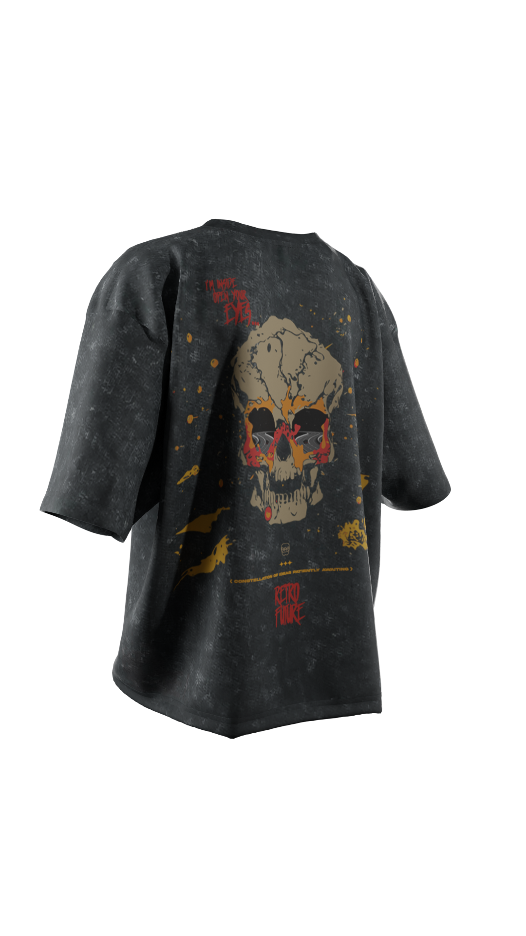 Time Travel Skull  - Washed Effect Oversized T-Shirt