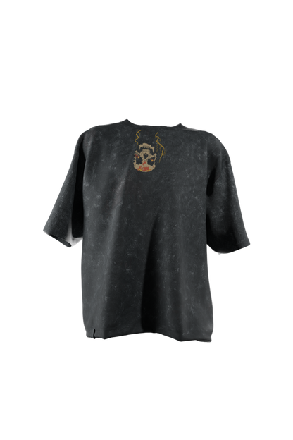 Time Travel Skull  - Washed Effect Oversized T-Shirt