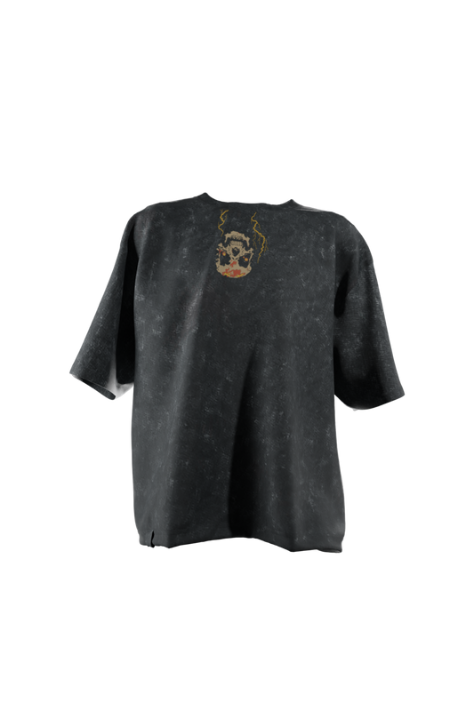Time Travel Skull  - Washed Effect Oversized T-Shirt